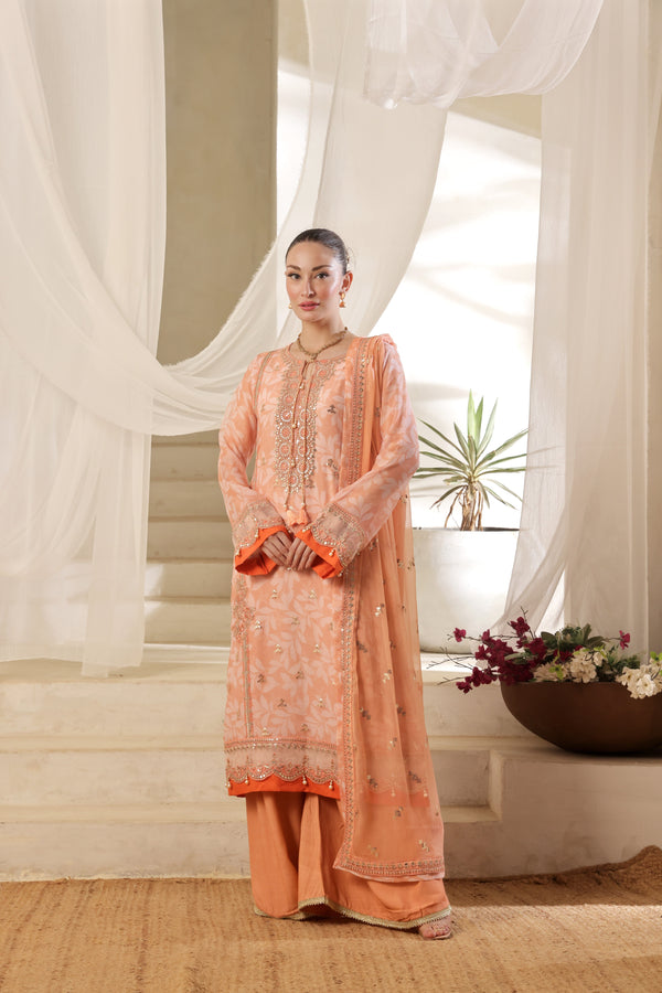 TASBEENA Semi-Stitched 3-Piece Luxury Embroidered Digital Printed Chiffon Collection