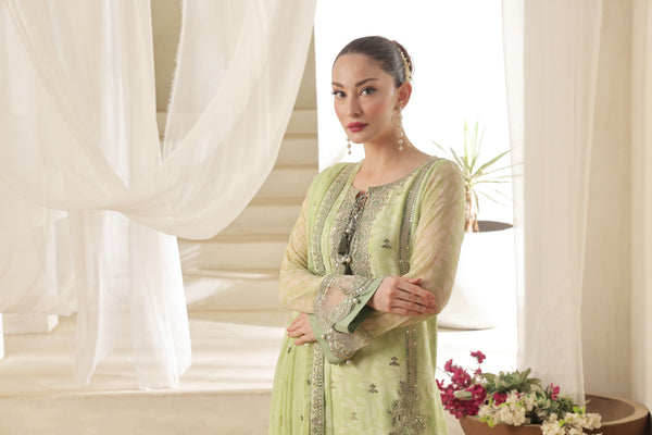 TASBEENA Semi-Stitched 3-Piece Luxury Embroidered Digital Printed Chiffon Collection)