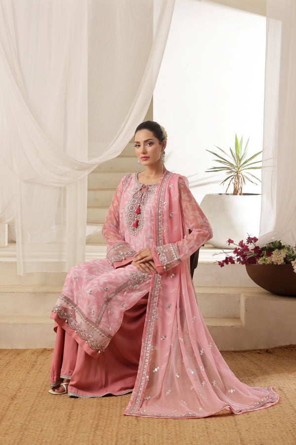 TASBEENA Semi-Stitched 3-Piece Luxury Embroidered Digital Printed Chiffon Collection