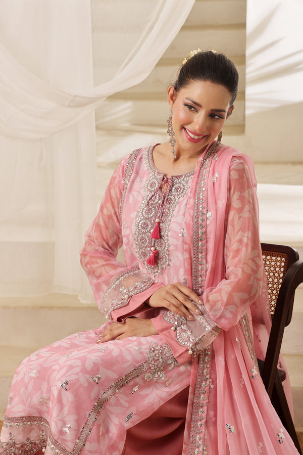 TASBEENA Semi-Stitched 3-Piece Luxury Embroidered Digital Printed Chiffon Collection