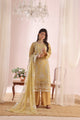 ZOFIA - Semi-Stitched 3-Piece Luxury Embroidered Chiffon (Yellow)