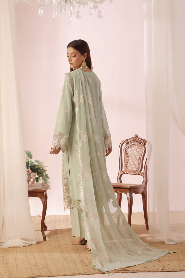 ZOFIA - Semi-Stitched 3-Piece Luxury Embroidered Chiffon