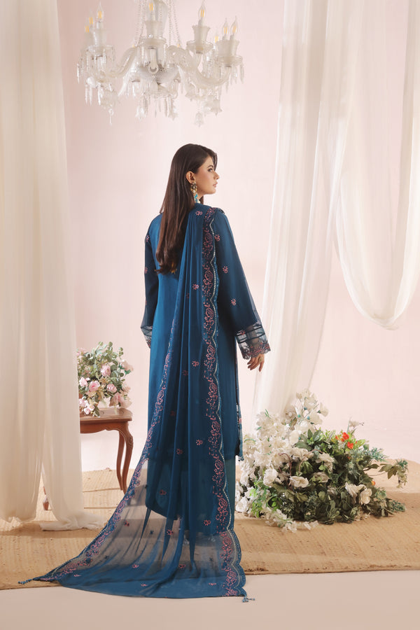 ZOFIA - Semi-Stitched 3-Piece Luxury Embroidered Chiffon